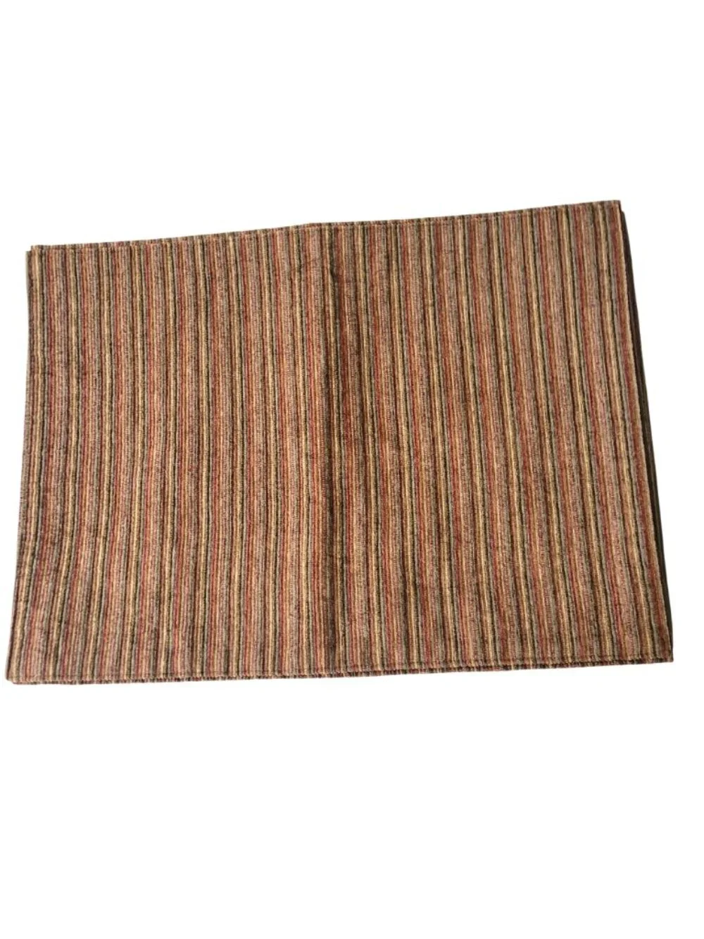 Placemats Set Of 6 Striped Woven Fabric Earth Fall Colors Brown Backing Flaw